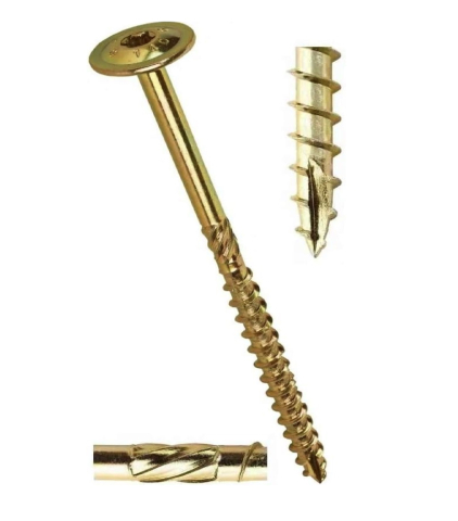 Suruburi pentru lemn - Surub dulgherie cap plat TORX   10 x400 otel zincat galben - cutie 25 buc