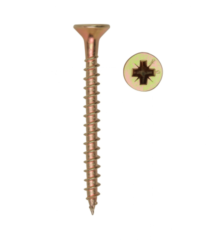 Suruburi pentru lemn - Surub pal si lemn cap inecat PZ   2.5 x16 zincat galben - cutie 1000 buc