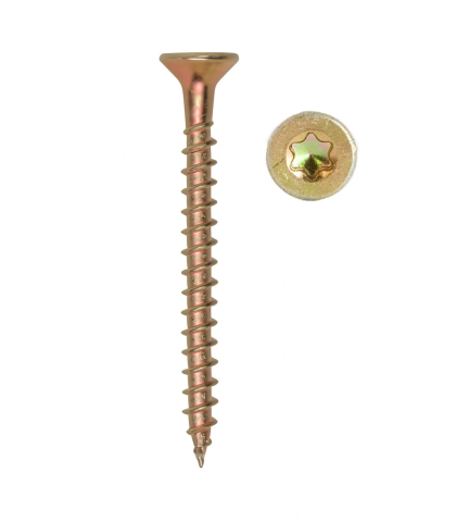 Suruburi pentru lemn - Surub pal si lemn cap inecat TORX   3 x16 zincat galben - cutie 1000 buc
