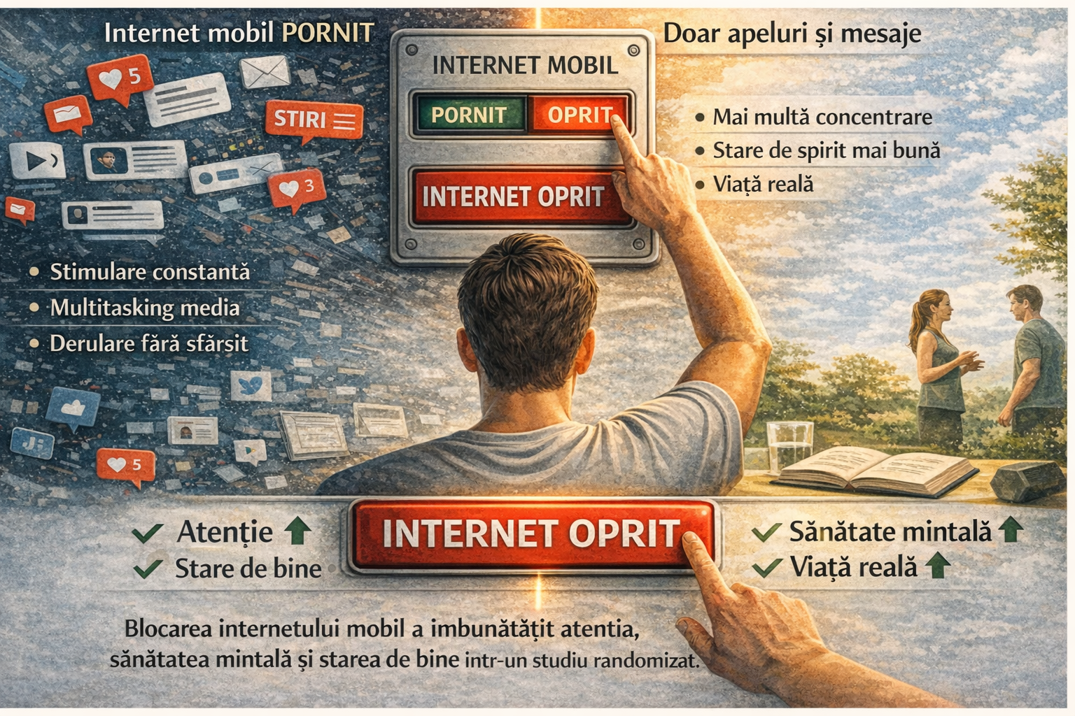 Oprirea internetului pe telefon îmbunătățește atenția, sănătatea mintală și starea de bine în doar 14 zile