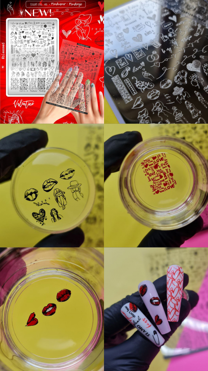 Matriță Nr. 46 Mon Amour – Șablon unghii TakiDa cu modele romantice 10x15 cm [3]