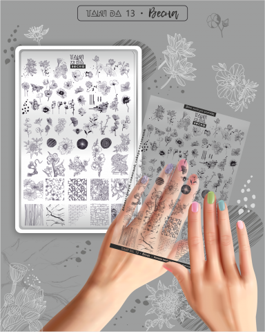 TakiDa - Matriță Nr. 13 Primăvara – Șablon metalic TakiDa pentru unghii, modele inspirate din florile primăverii