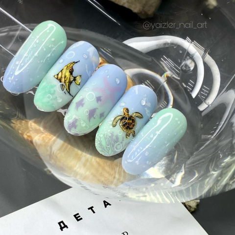 Matriță Nr. 20 Mare – Șablon metalic TakiDa pentru unghii, modele inspirate din elemente marine [2]