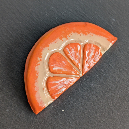 Broșe fructe - Broșă felie de portocală