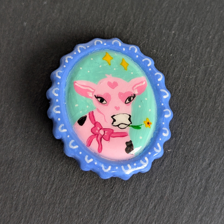 Broșe - Broșă pink cow