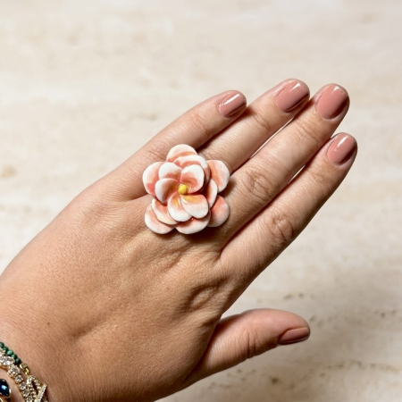 Inele porțelan - Camelia ring - produs unicat