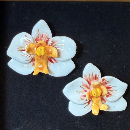 Cercei din porțelan - Orchid - produs unicat