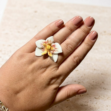 Inele porțelan - Orchid ring - produs unicat