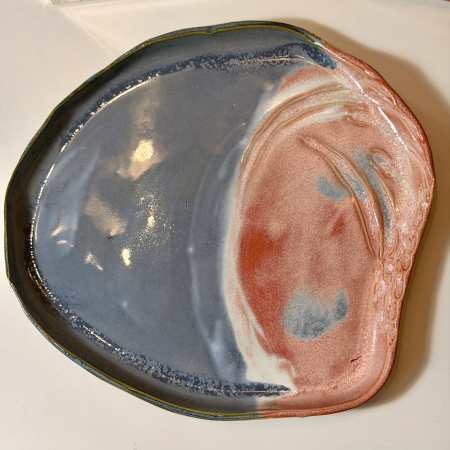Veselă - Pink fish scales tray - produs unicat