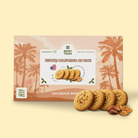 Bomboane & Biscuiți - Biscuiți artizanali  California cu Nuci 200g