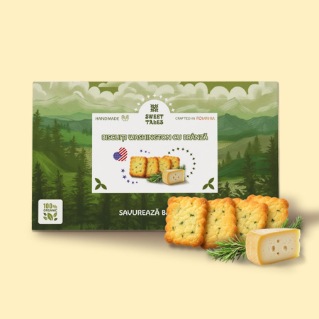 Bomboane & Biscuiți - Biscuiți artizanali  Washington cu Brânză 200g