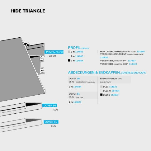 Profil LED aplicat HIDE TRIANGLE, aluminiu anodizat, 200 cm [3]
