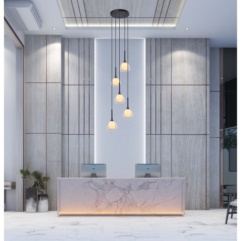 Lampă suspendată din sticlă transparentă/albă, E14, 50–300 cm, fără bec și fără rozeta de tavan [2]