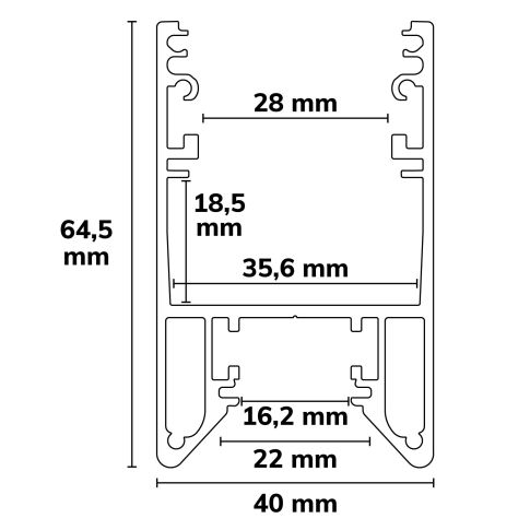 Profil LED HALON Aluminiu Negru RAL 9005, 200cm, cu sistem de răcire clickbar [2]