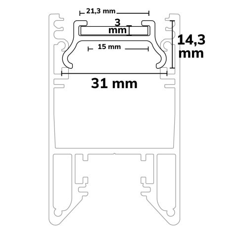 Profil LED HALON Aluminiu Negru RAL 9005, 200cm, cu sistem de răcire clickbar [3]