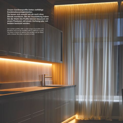 Profil perdea LED CURTAIN Double, alb RAL9010, 200 cm [4]