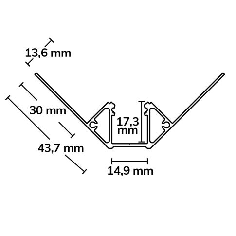 Profil LED Rigips Colț Interior, Aluminiu Anodizat, 200cm [3]