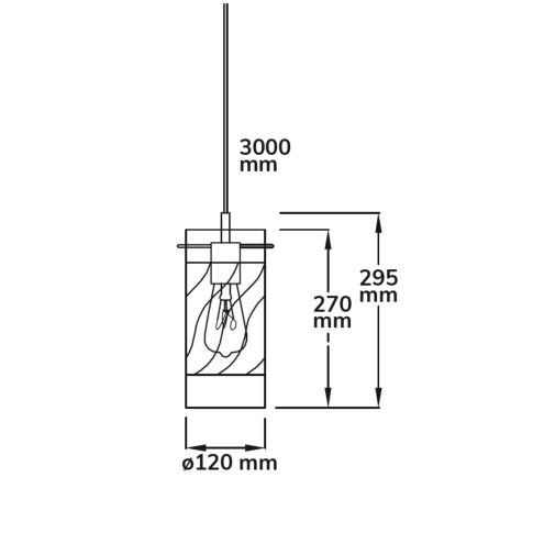 Lampă suspendată din sticlă fumurie ondulată, E27, 50–300 cm, fără bec și fără rozeta de tavan [3]