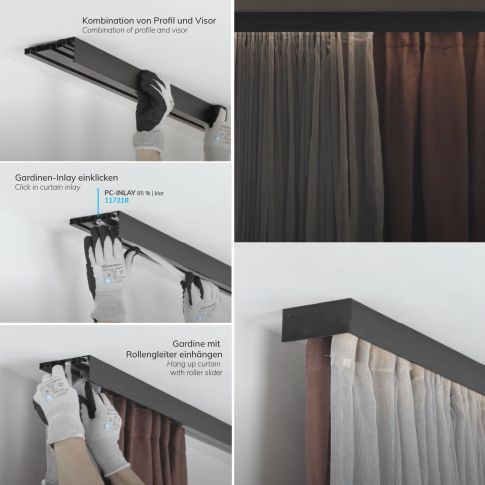 Profil perdea LED CURTAIN Double, alb RAL9010, 200 cm [2]
