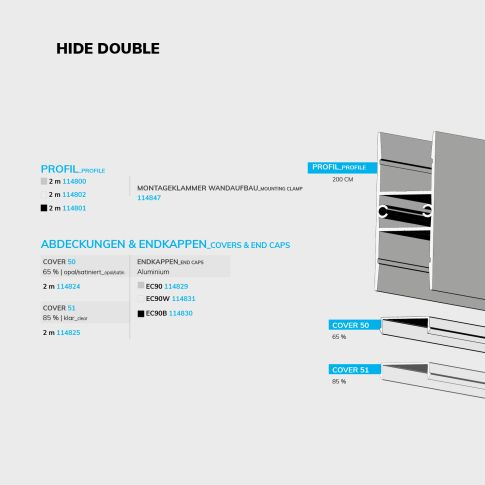 Profil LED aplicat dublu HIDE DOUBLE, aluminiu anodizat, 200 cm [3]
