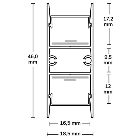 Profil LED aplicat dublu HIDE DOUBLE, aluminiu anodizat, 200 cm [5]