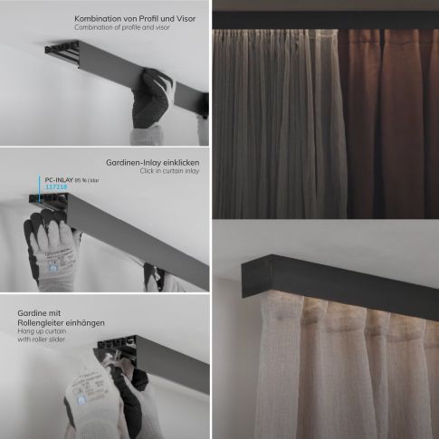 Profil perdea LED CURTAIN Single, alb RAL9010, 200 cm [2]