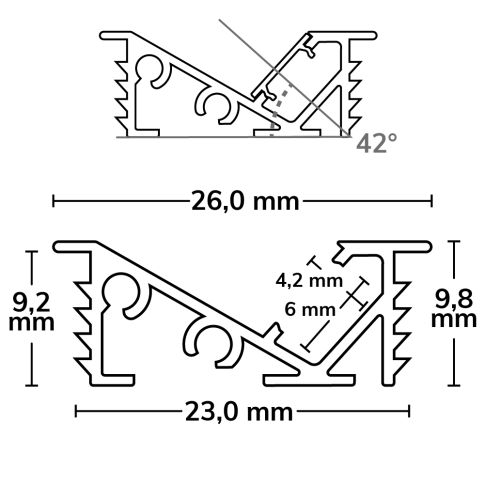 Profil LED încastrat FURNIT6 D aluminiu anodizat, 200cm [2]