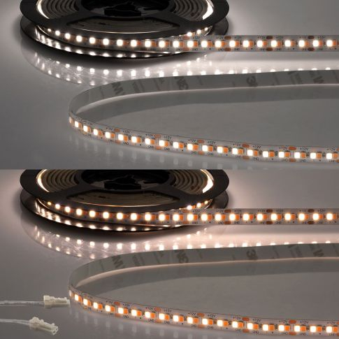 Bandă LED CCT cu mufă – 12V, 15W, 250cm, 240 LED/m, CRI >90, IP20 [1]