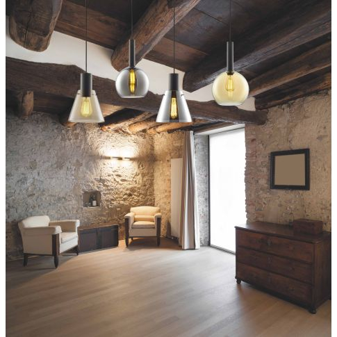 Lampă suspendată din sticlă rotundă ambra, E27, Ø25cm, cablu 50–300cm, fără bec și fără rozeta [2]