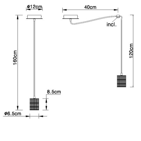 Lampă suspendată metalică neagră, cablu 120cm, 1xE27, fără bec [3]