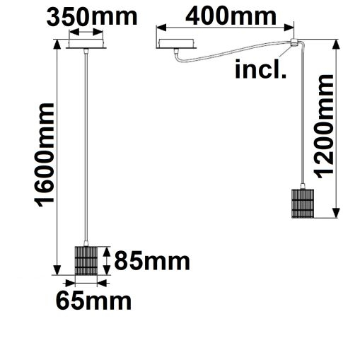 Lampa suspendata rotunda neagra mata,3xE27,fara bec inclus [3]