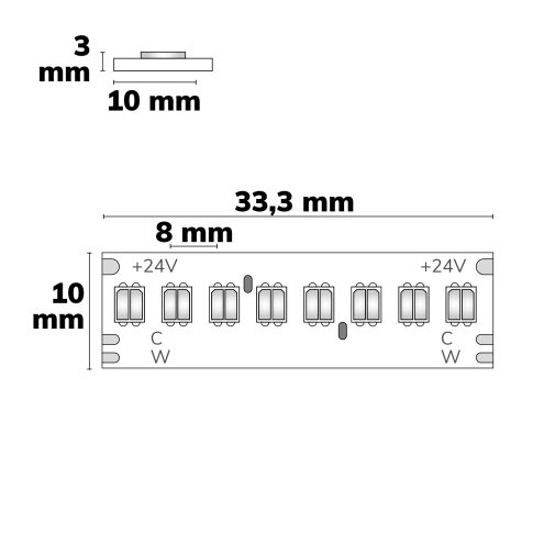 LED CRI918/940 CCT Flex Stripe, 24V DC, 10W + 10W, IP20, 320 LED/m, 5m [2]