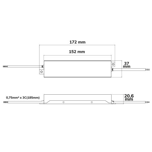 LED Transformator 24V DC, 200W, IP67, Ultraflat, Carcasă Metalică [2]