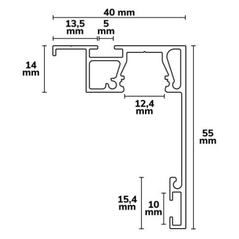 Capac șină perdea VISOR cu opțiune linie luminoasă, alb RAL9010 [2]
