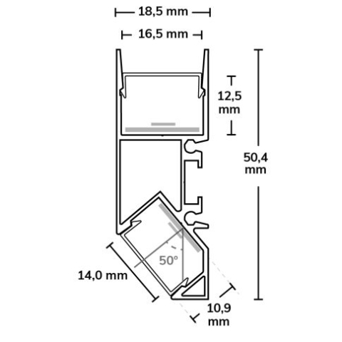 Profil aluminiu aparent HIDE ASYNC, eloxat, 200 cm [4]