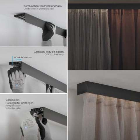 Profil perdea LED CURTAIN Single, alb RAL9010, 200 cm [1]