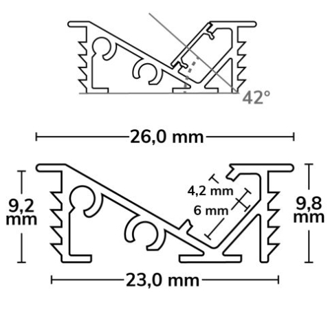 Profil LED încastrat FURNIT6 D aluminiu negru RAL9005, 200cm [3]