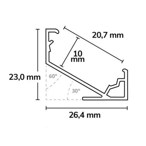 LED corner profile CORNER18 aluminiu negru RAL9005, 200cm [2]