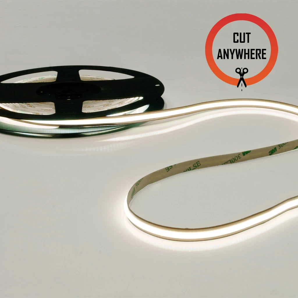 Benzi LED Profesionale - COB LED-Stripe 24V, 13W/m, 2700K, CRI90, 528LED/m, IP20, 8mm, 5m