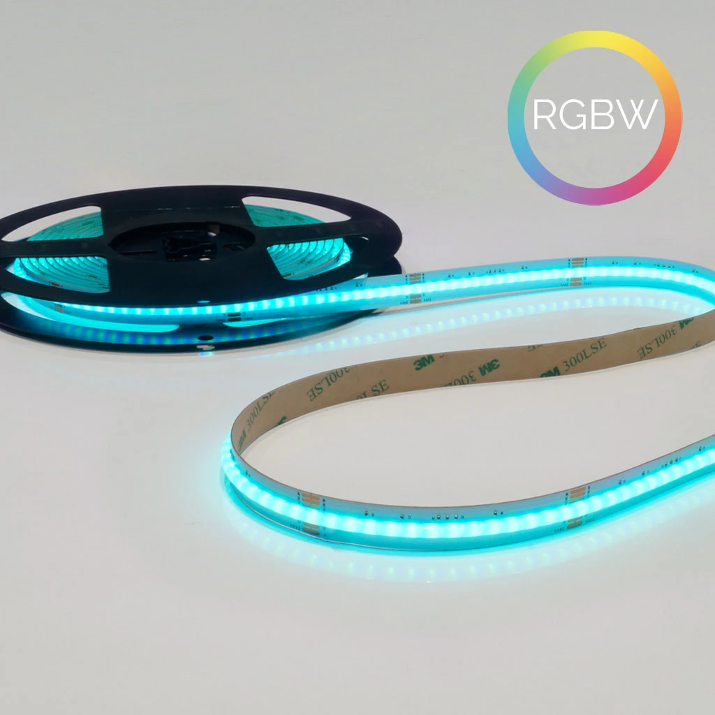 Benzi LED Profesionale - Flex COB RGBW LED Strip 24V, 18W/m, RGBW+3000K, CRI90, 784LED/m, IP20, 12mm, 5m