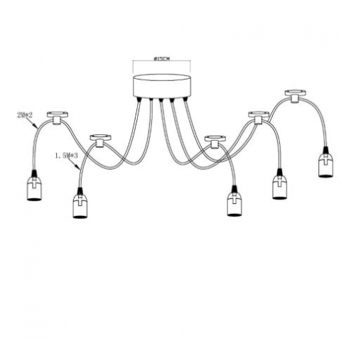 Lampă suspendată Spider 1, negru metalic, 5 cabluri de 2m, fără becuri, 5xE27 [2]
