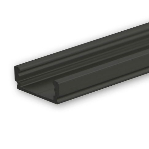 Profile LED&Accesorii - Profil LED aplicat SURF12 FLAT aluminiu vopsit negru RAL9005, 200cm