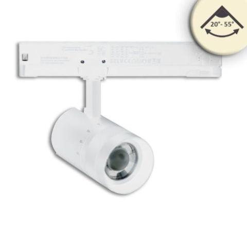 Lampi  Suspendate - Spot pe șină 3 faze 12W, 20°–55°, 3000K, alb mat, DALI dimabil