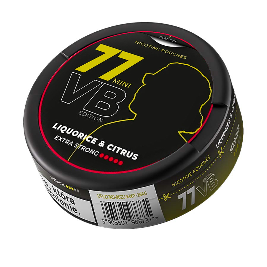 Pouch Nicotină Snus 77 VB Edition Mini Liquorice & Citrus Extra Strong 40mg/g (20mg/pouch) [1]