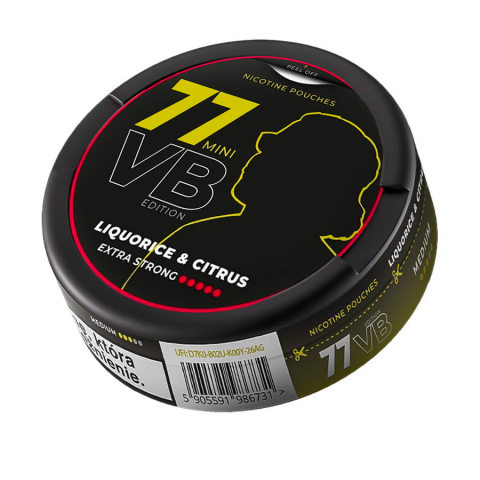 SNUSURI - Pouch Nicotină Snus 77 VB Edition Mini Liquorice & Citrus Extra Strong 40mg/g (20mg/pouch)