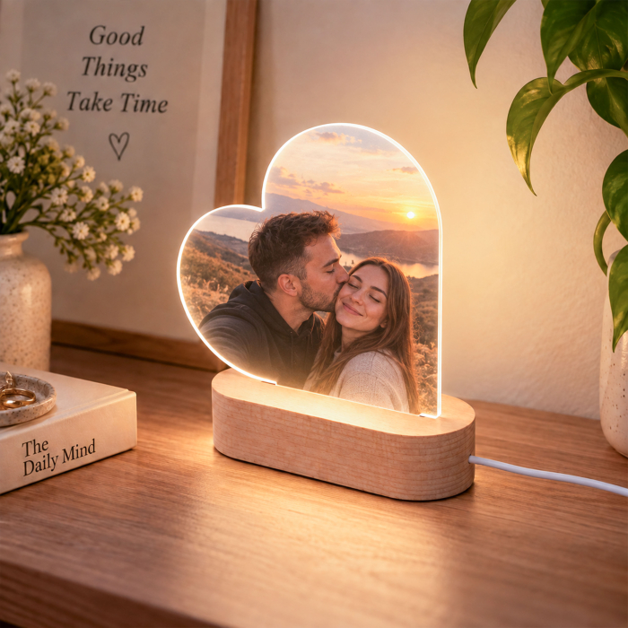 Lampă LED Inimă Personalizată cu Poza Ta 13x13 cm [3]