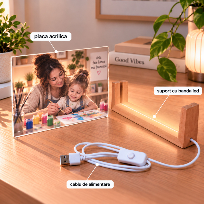Lampă LED Personalizată cu Poza Ta 20.3x15.3 cm [2]