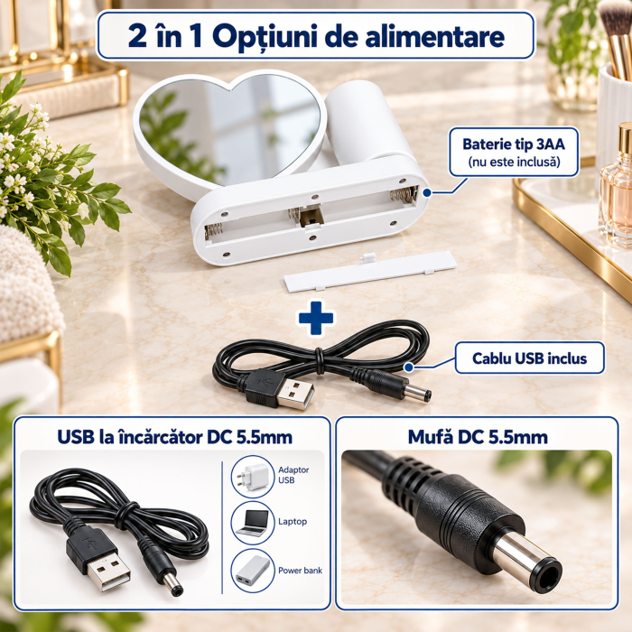 Oglindă Magică Infinity cu Suport de Pixuri Personalizată cu Poza Ta - Inimă [2]
