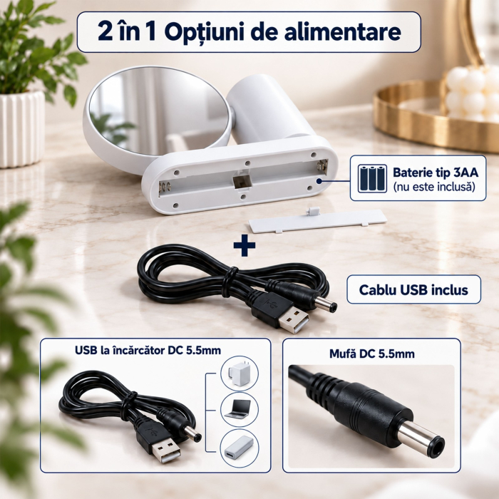 Oglindă Magică cu Suport de Pixuri Personalizată cu Poza Ta - Rotundă [2]