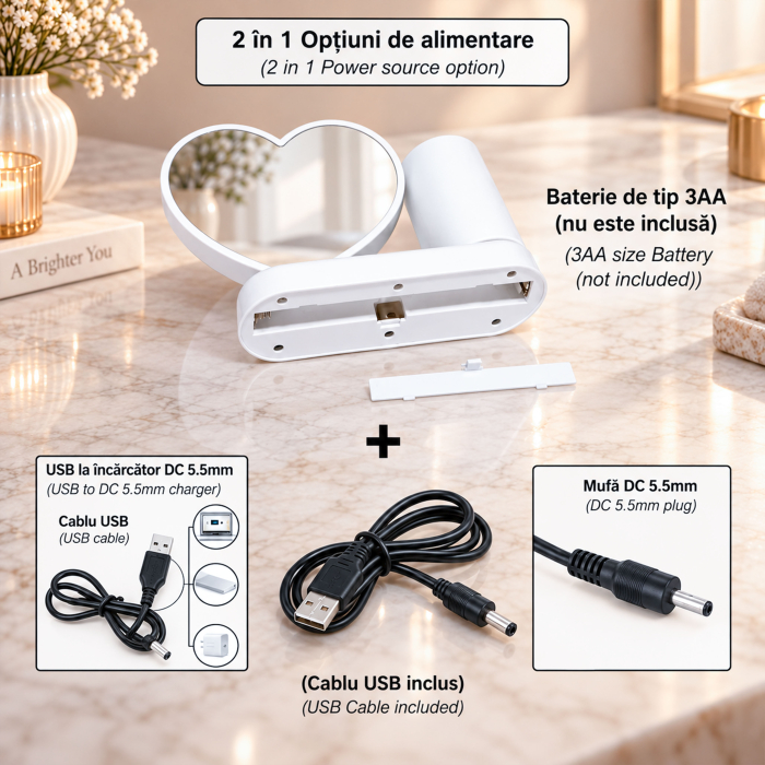 Oglindă Magică Infinity Personalizată cu Poza Ta - Inimă [2]